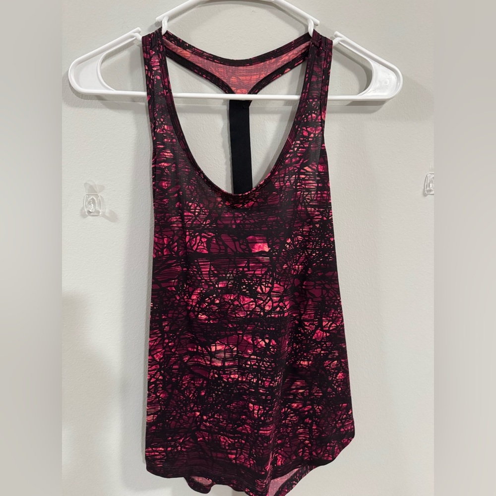 Old Navy Black and Pink Abstract Racerback Tank